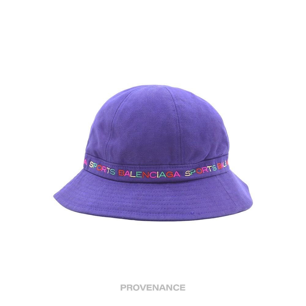 🔴 Balenciaga Sports Bucket Hat - Blue Rainbow Multicolor L - Picture 2 of 7